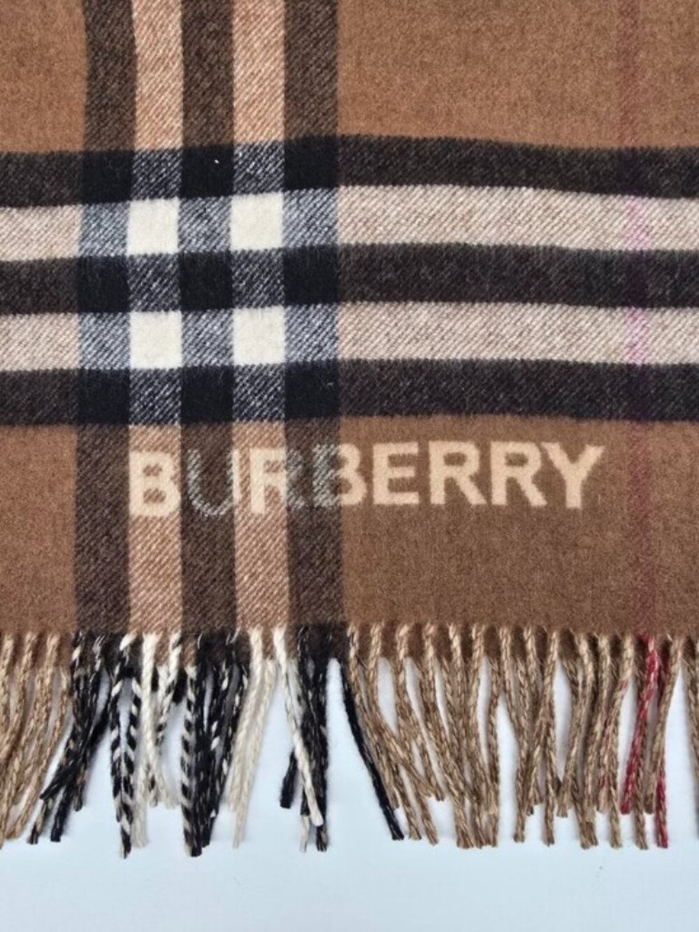 NWT Authentic Burberry Brown Vintage Check Logo Scarf Wool - Picture 7 of 12